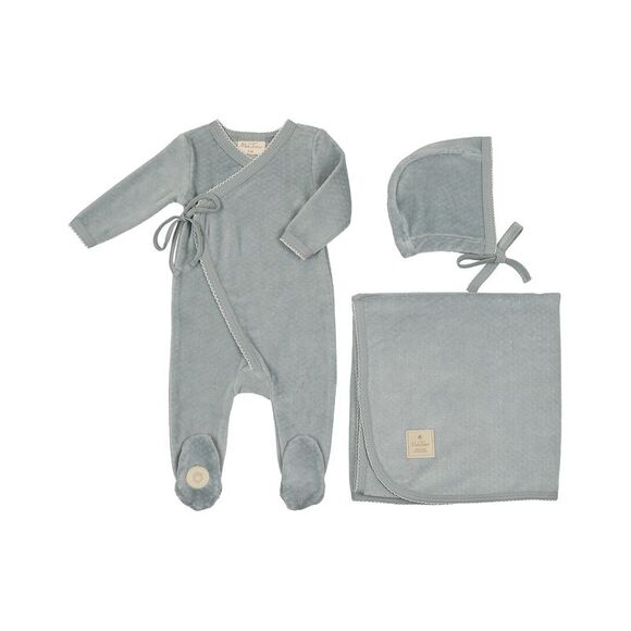 Mon Tresor GirlsScallop Wrap Layette Set Blue